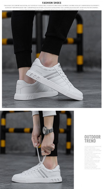 2021 nowe męskie buty deskorolkowe - Trend Casual s, oddychające, mały rozmiar, biały kolor, wykonane ze skóry - Wianko - 14
