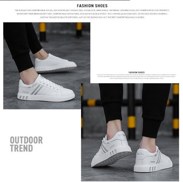 2021 nowe męskie buty deskorolkowe - Trend Casual s, oddychające, mały rozmiar, biały kolor, wykonane ze skóry - Wianko - 15