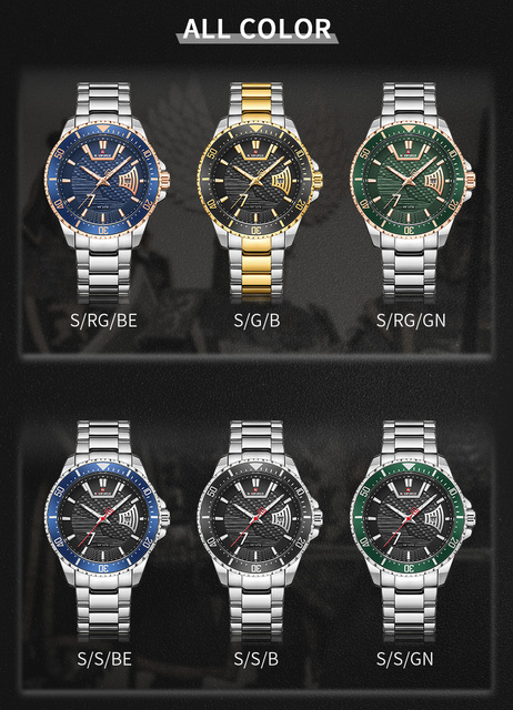 Nowy NAVIFORCE męski zegarek sportowy z kalendarzem, wodoodporny, stal nierdzewna pasek, świetliste wskazówki - Wianko - 9
