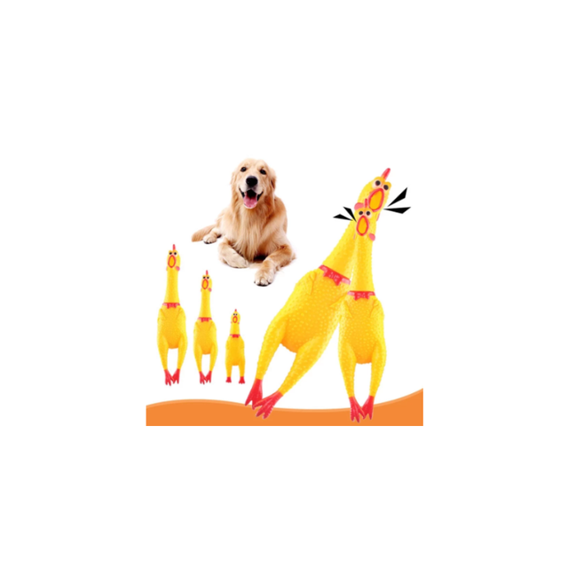 Zabawka z dźwiękiem dla psów - Supertrwała, wyciskana PVC zabawka w kształcie kurczaka, idealna do zabawy i jako ząb molowy - Wianko - 2