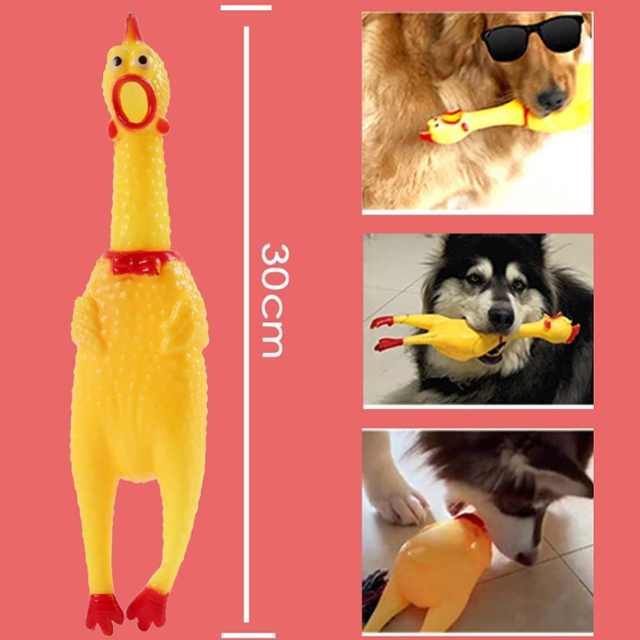 Zabawka z dźwiękiem dla psów - Supertrwała, wyciskana PVC zabawka w kształcie kurczaka, idealna do zabawy i jako ząb molowy - Wianko - 5