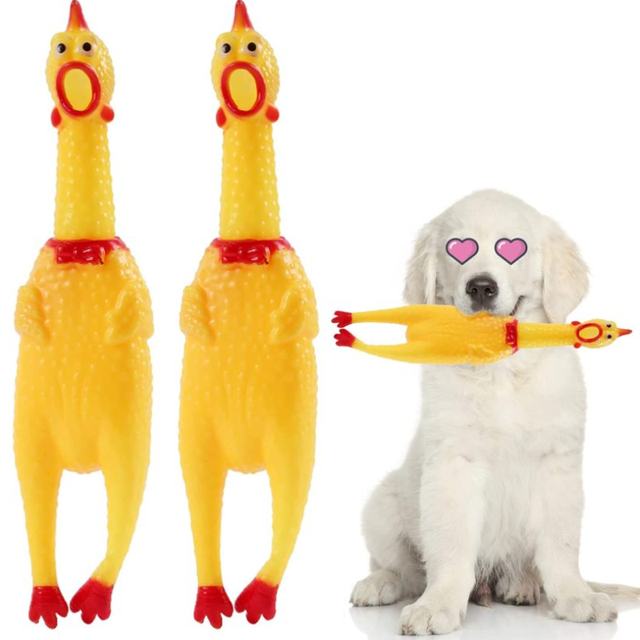 Zabawka z dźwiękiem dla psów - Supertrwała, wyciskana PVC zabawka w kształcie kurczaka, idealna do zabawy i jako ząb molowy - Wianko - 3