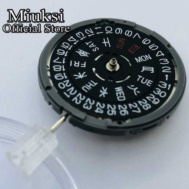 Nowy oryginalny zegarek mechaniczny NH36 czarny z datą i tygodniem - Wianko - 4