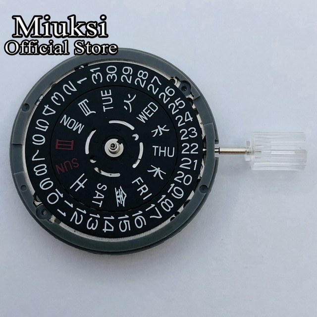 Nowy oryginalny zegarek mechaniczny NH36 czarny z datą i tygodniem - Wianko - 2