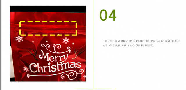 10 sztuk opakowania strunowego Relchoor Boże Narodzenie Stand Up, aluminium folia Doypack torby - czerwone skarpetki cukru ślubne przekąski - Wianko - 25