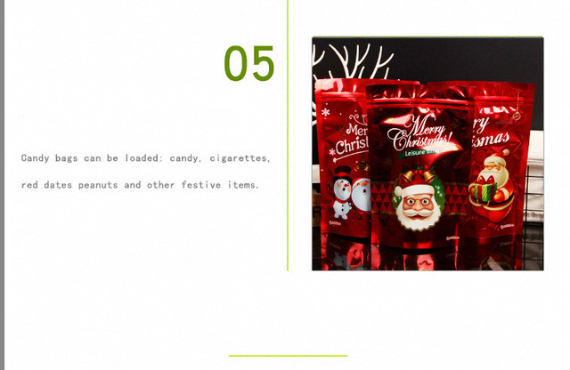 10 sztuk opakowania strunowego Relchoor Boże Narodzenie Stand Up, aluminium folia Doypack torby - czerwone skarpetki cukru ślubne przekąski - Wianko - 26