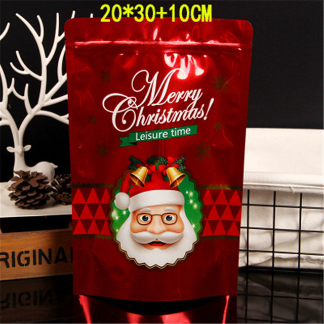 10 sztuk opakowania strunowego Relchoor Boże Narodzenie Stand Up, aluminium folia Doypack torby - czerwone skarpetki cukru ślubne przekąski - Wianko - 20