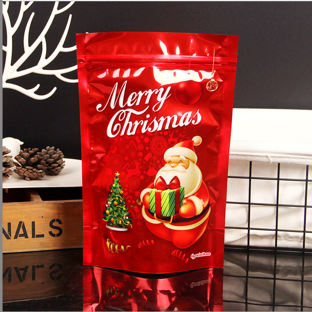 10 sztuk opakowania strunowego Relchoor Boże Narodzenie Stand Up, aluminium folia Doypack torby - czerwone skarpetki cukru ślubne przekąski - Wianko - 29