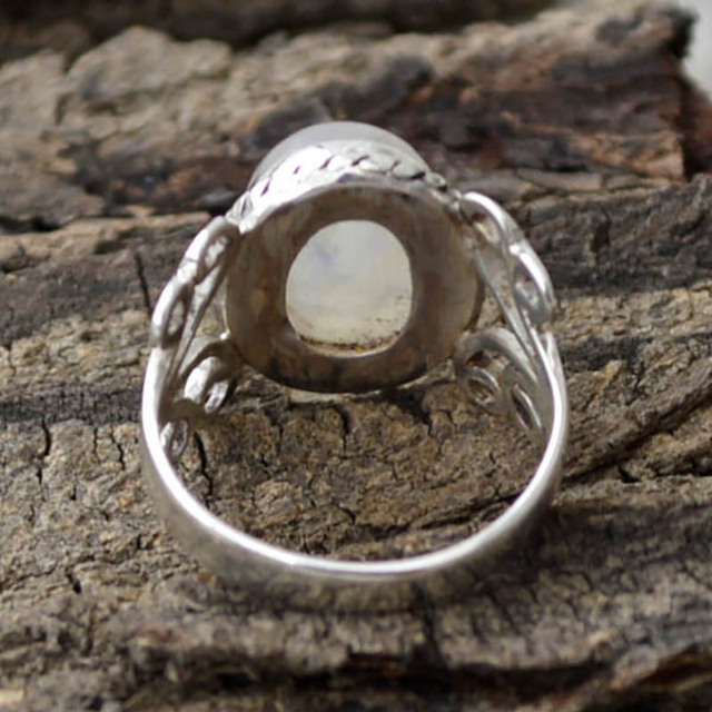 Pierścień opalowy Thai Silver 925 - biała biżuteria z owalnym kamieniem - rozmiary 6, 7, 8, 9, 10 - Wianko - 3
