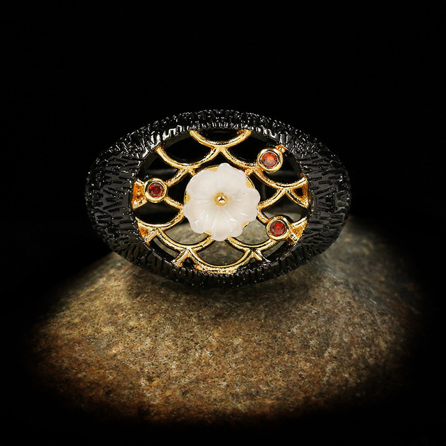 Pierścień ze srebra próby 925 - nowoczesny design w stylu bajkowym z diamentowym i perłowym zdobieniem - Wianko - 3