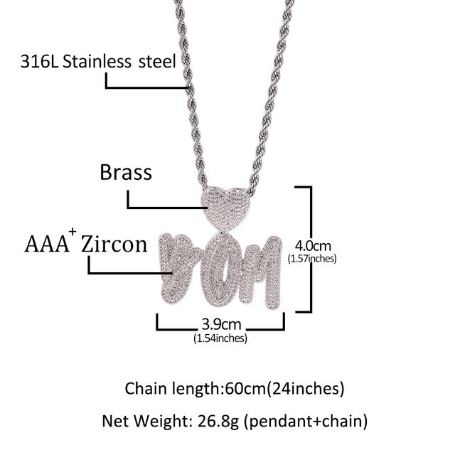 Naszyjnik personalizowany dwuwarstwowy Hip-Hop Fine Jewelry INS z wisiorkiem w kształcie serca i nazwą własną Cursive - Wianko - 1