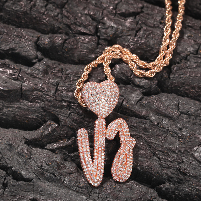 Naszyjnik personalizowany dwuwarstwowy Hip-Hop Fine Jewelry INS z wisiorkiem w kształcie serca i nazwą własną Cursive - Wianko - 8