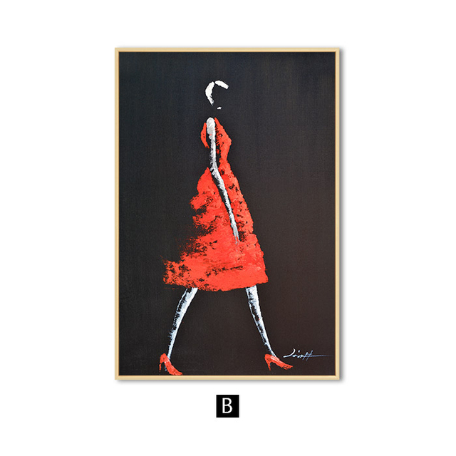 Obraz abstrakcyjnej modnej dziewczyny - malarstwo ścienne na płótnie - Wianko - 6