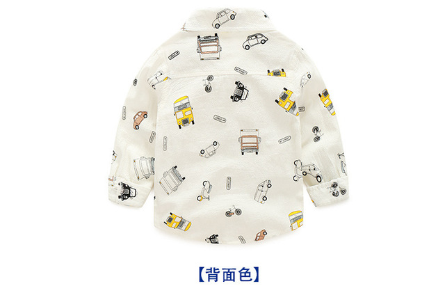 Koszula chłopięca z długim rękawem, 100% bawełna, motyw samochodu, letnia odzież dla dzieci - Wianko - 7