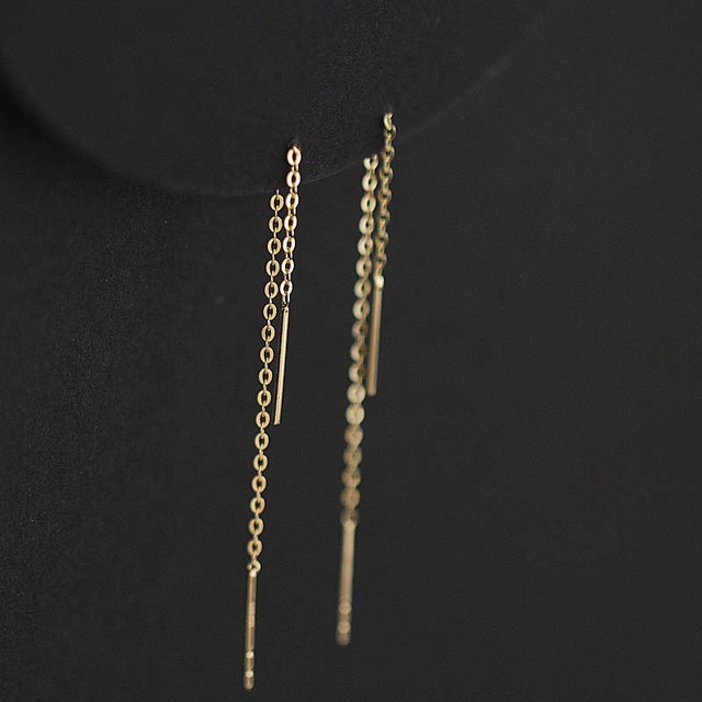 Kolczyki wiszące CMajor 14ct złota - eleganckie, klasyczne, minimalistyczne, proste i stylowe kolczyki dla dzieci, dziewcząt i kobiet - Wianko - 2
