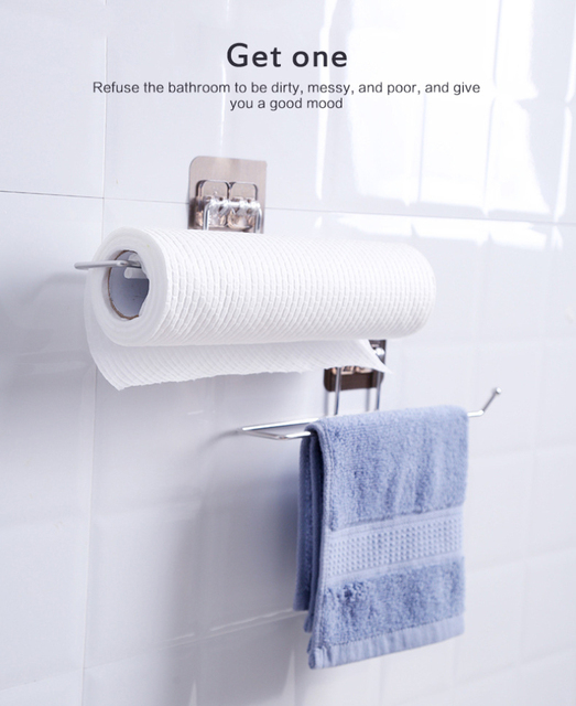 Uchwyt samoprzylepny na ręcznik kuchenny i papier toaletowy z stojakiem do przechowywania akcesoriów łazienkowych - Wianko - 4