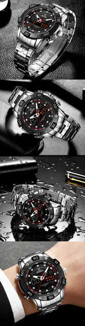 Męski zegarek Readeel ze stali nierdzewnej, analogowo-cyfrowy, z LED, kwarcowy, sportowy, wojskowy, Relogio Masculino - Wianko - 9
