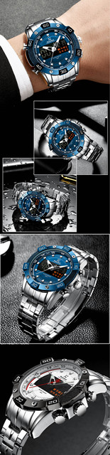 Męski zegarek Readeel ze stali nierdzewnej, analogowo-cyfrowy, z LED, kwarcowy, sportowy, wojskowy, Relogio Masculino - Wianko - 6