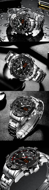 Męski zegarek Readeel ze stali nierdzewnej, analogowo-cyfrowy, z LED, kwarcowy, sportowy, wojskowy, Relogio Masculino - Wianko - 8