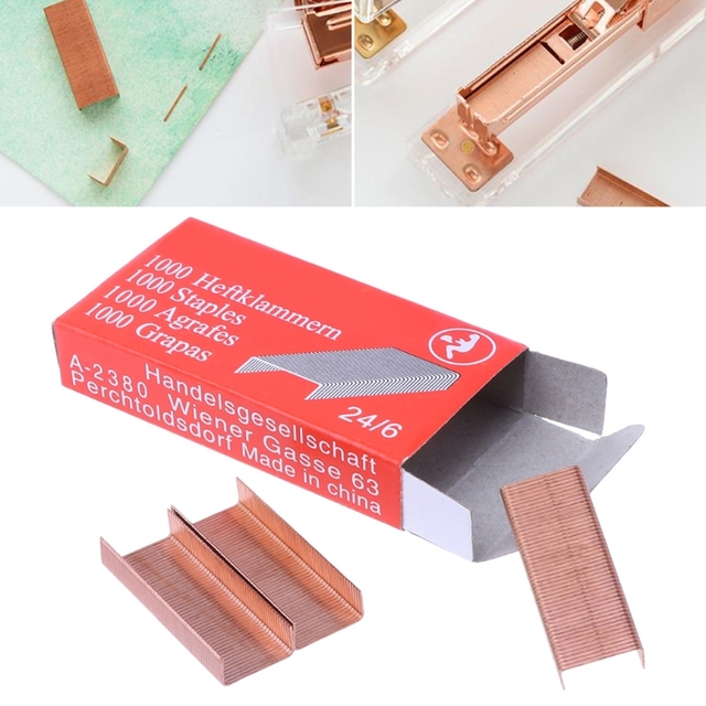 1000 sztuk/pudło Kreatywne metalowe zszywki biurowe szkolne 12mm 12 #24/6 - Wianko - 1