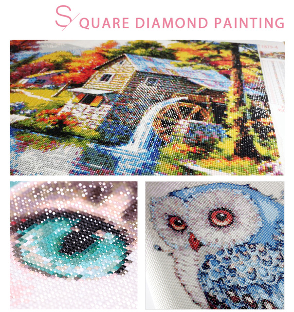 Kwadratowe diamentowe malowanie krajobrazu z Daisies - haft 5D, mozaika, dekoracja wnętrz - Wianko - 9