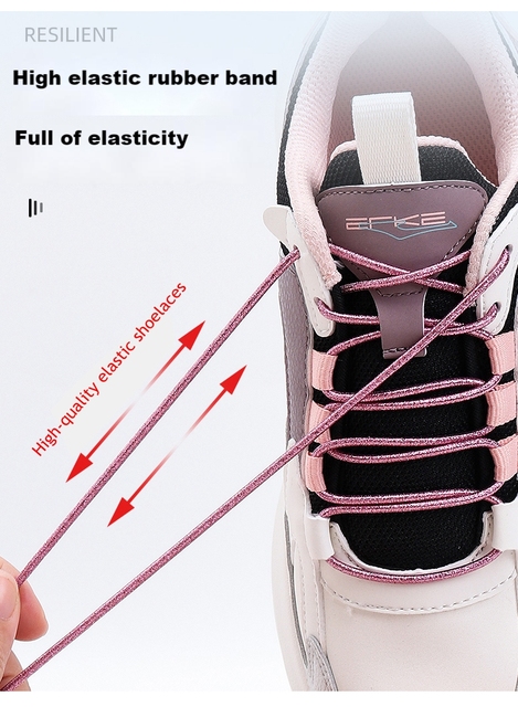 Kolorowe okrągłe elastyczne sznurowadła dla sneakersów - Buty bez sznurówek, dla dzieci i dorosłych, szybkie koronkowe opaski gumowe - Wianko - 7