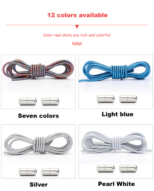 Kolorowe okrągłe elastyczne sznurowadła dla sneakersów - Buty bez sznurówek, dla dzieci i dorosłych, szybkie koronkowe opaski gumowe - Wianko - 13