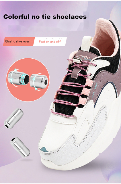 Kolorowe okrągłe elastyczne sznurowadła dla sneakersów - Buty bez sznurówek, dla dzieci i dorosłych, szybkie koronkowe opaski gumowe - Wianko - 1