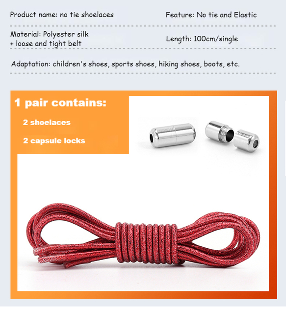 Kolorowe okrągłe elastyczne sznurowadła dla sneakersów - Buty bez sznurówek, dla dzieci i dorosłych, szybkie koronkowe opaski gumowe - Wianko - 12