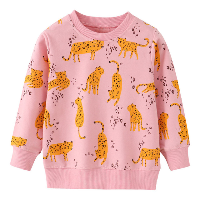 Różowa bluza z kapturem dla dzieci - jesień/wiosna, nadruk ze zwierzętami, bawełniana - Wianko - 2