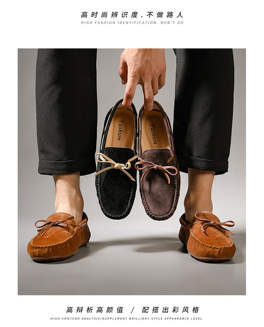 Męskie mokasyny Penny - płaskie, wsuwane, zamszowe, wygodne, klasyczne buty na co dzień - Wianko - 4
