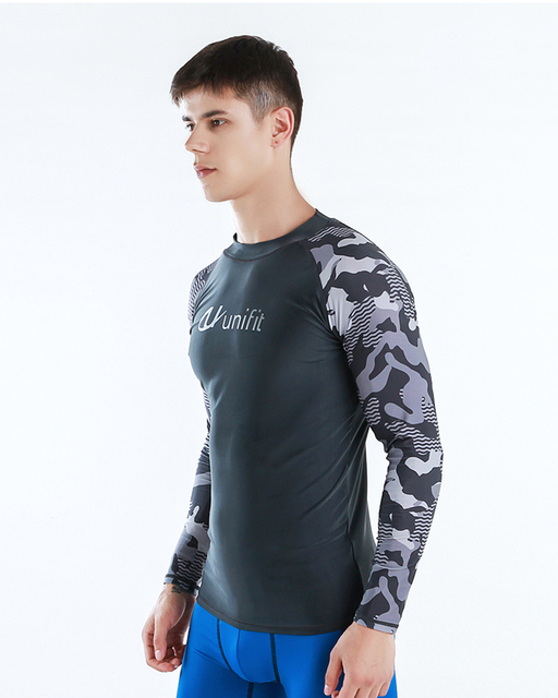 Sportowy Obcisły T-shirt z długim rękawem do pływania i surfowania męskiego - ochrona UV i wysypka - Wianko - 5