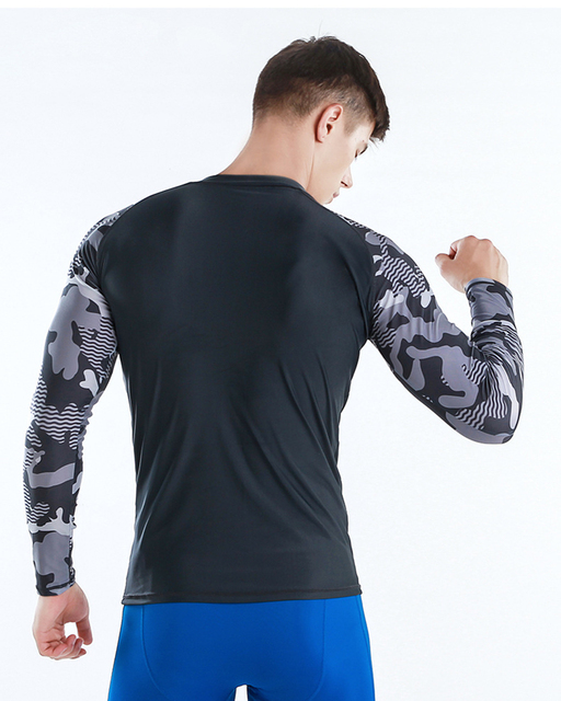 Sportowy Obcisły T-shirt z długim rękawem do pływania i surfowania męskiego - ochrona UV i wysypka - Wianko - 6