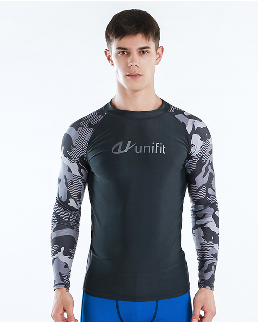 Sportowy Obcisły T-shirt z długim rękawem do pływania i surfowania męskiego - ochrona UV i wysypka - Wianko - 4