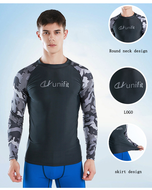 Sportowy Obcisły T-shirt z długim rękawem do pływania i surfowania męskiego - ochrona UV i wysypka - Wianko - 3