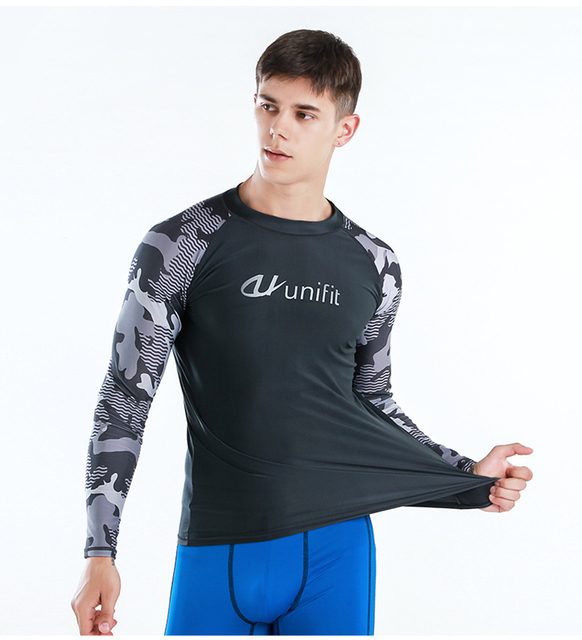 Sportowy Obcisły T-shirt z długim rękawem do pływania i surfowania męskiego - ochrona UV i wysypka - Wianko - 7