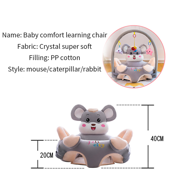 Fotel dziecięcy do nauki siedzenia Cartoon Baby na wygodnej i bezpiecznej antypoślizgowej sofie pluszowej z zabawkami - Wianko - 12