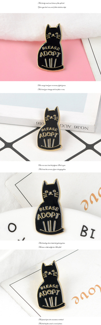 Czarna kotka emaliowana broszka - pin z motywem domowego przyjęcia - biżuteria dla zwierząt i prezent dla dzieci, idealny zarówno do przypięcia na dżinsy, jak i do przypięcia na koszulę - Wianko - 2