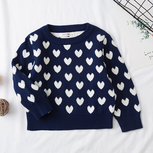Sweter dziecięcy z dzianiny jesiennej/zimowej 2021 dla dziewczynek i chłopców - Love Heart, bawełna, śliczne wzory - Wianko - 14