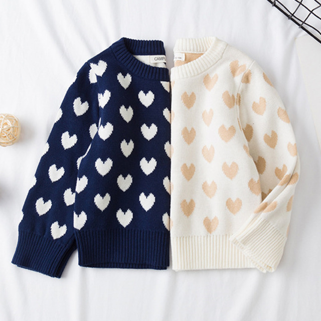 Sweter dziecięcy z dzianiny jesiennej/zimowej 2021 dla dziewczynek i chłopców - Love Heart, bawełna, śliczne wzory - Wianko - 12