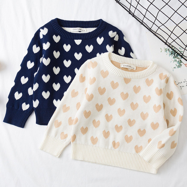Sweter dziecięcy z dzianiny jesiennej/zimowej 2021 dla dziewczynek i chłopców - Love Heart, bawełna, śliczne wzory - Wianko - 11