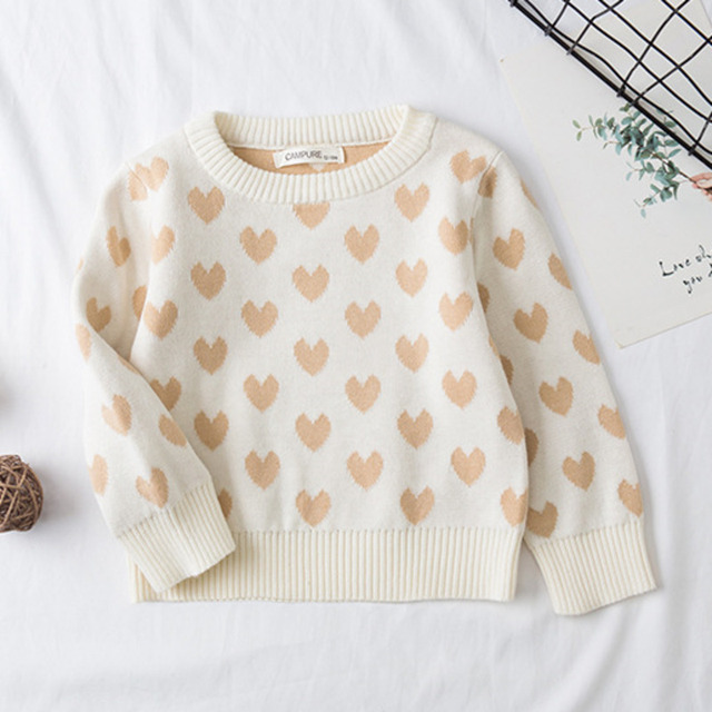Sweter dziecięcy z dzianiny jesiennej/zimowej 2021 dla dziewczynek i chłopców - Love Heart, bawełna, śliczne wzory - Wianko - 15