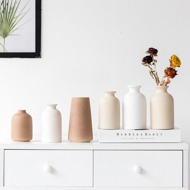 Nowy matowy wazon ceramiczny kamionka skandynawski dekoracja domu - Wianko - 4