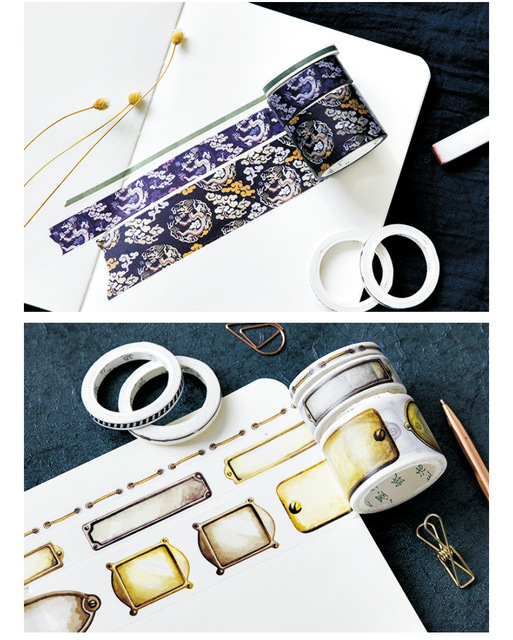 Japońska taśma Washi - 3 rolki/pudełko - klej dekoracyjny DIY Craft - papierowa taśma maskująca - naklejki Scrapbooking - etykieta planisty - Wianko - 5