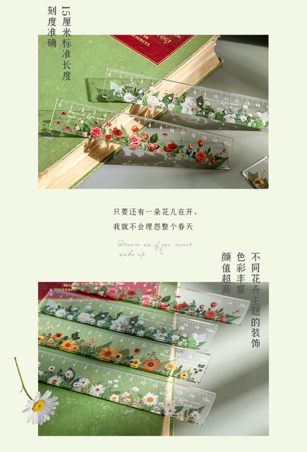 15cm akrylowa linijka kreatywnej serii kwiatowej, narzędzie do rysowania dla uczniów i biura - Wianko - 6