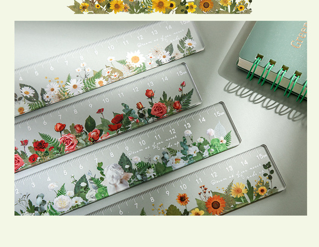 15cm akrylowa linijka kreatywnej serii kwiatowej, narzędzie do rysowania dla uczniów i biura - Wianko - 11