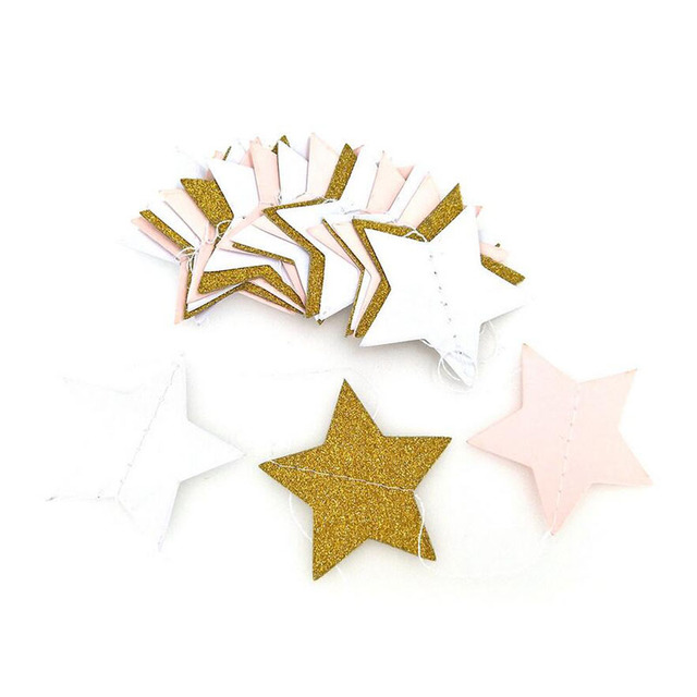 2-metrowa różowa, czarna, biała i złota girlanda brokatowa z papierowych gwiazd - idealna dekoracja na urodziny, wieczór panieński, ślub i inne wyjątkowe okazje - Wianko - 3