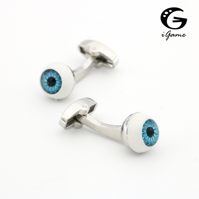 Nowa przesyłka spinki do mankietów IGame o niebieskim kolorze oczu z mosiężnym materiałem wykończeniowym - Wianko - 3