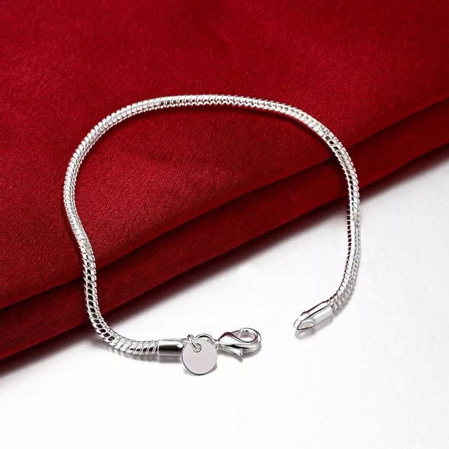 Gorące marki łańcuszki wężykowe z kości 925 srebrne bransoletki i naszyjniki - zestawy biżuterii dla kobiet - Wianko - 2