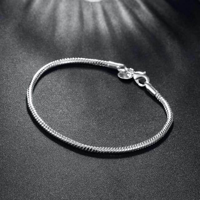 Gorące marki łańcuszki wężykowe z kości 925 srebrne bransoletki i naszyjniki - zestawy biżuterii dla kobiet - Wianko - 3